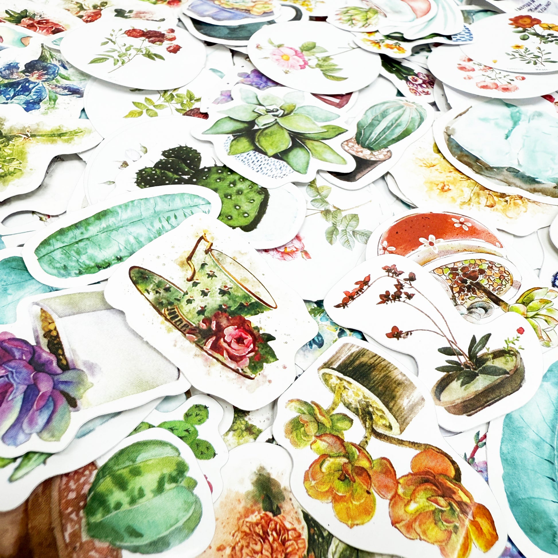 Vintage Flowers & House Plant Stickers | 4 x Mini Boxes 186 pcs | Scrapbooking - SweetpeaStore