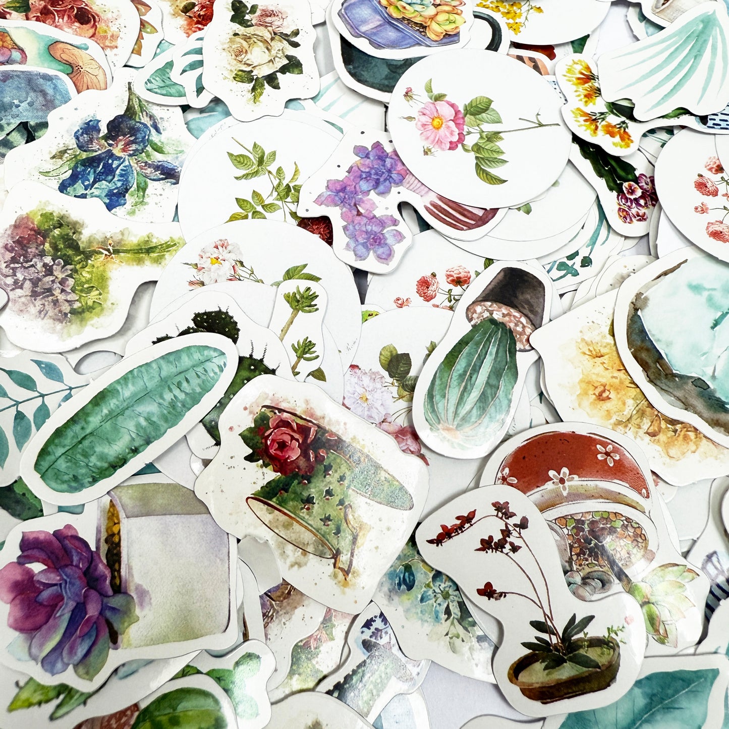 Vintage Flowers & House Plant Stickers | 4 x Mini Boxes 186 pcs | Scrapbooking - SweetpeaStore