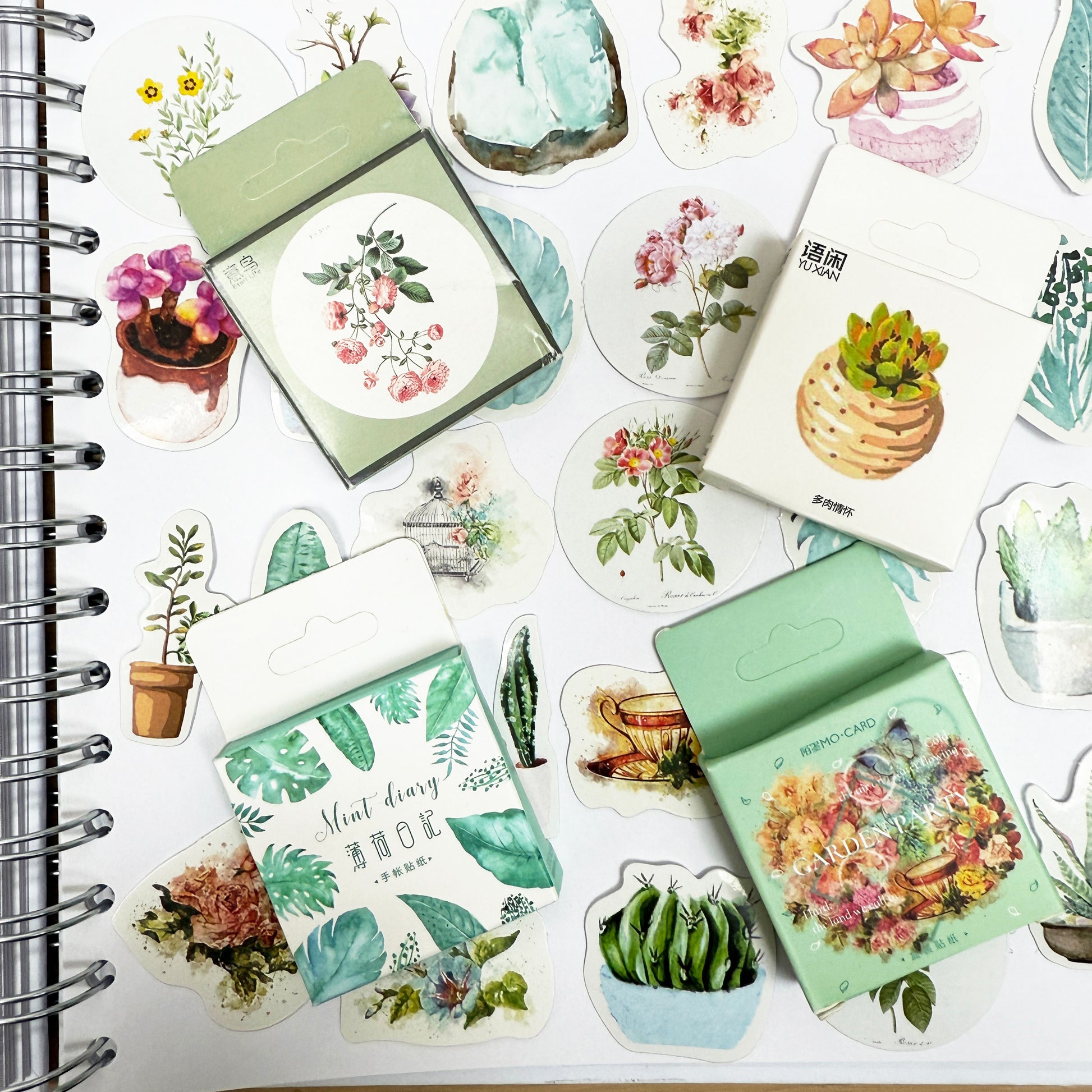 Vintage Flowers & House Plant Stickers | 4 x Mini Boxes 186 pcs | Scrapbooking - SweetpeaStore