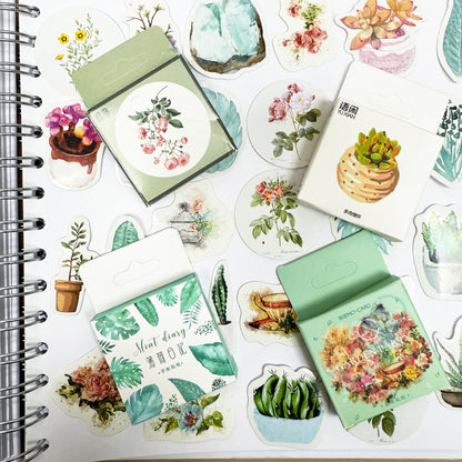 Vintage Flowers & House Plant Stickers | 4 x Mini Boxes 186 pcs | Scrapbooking - SweetpeaStore