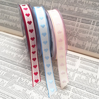 Blue & Cream Heart Ribbon | Baby Shower New Arrival Valentine's Wrapping Craft - SweetpeaStore