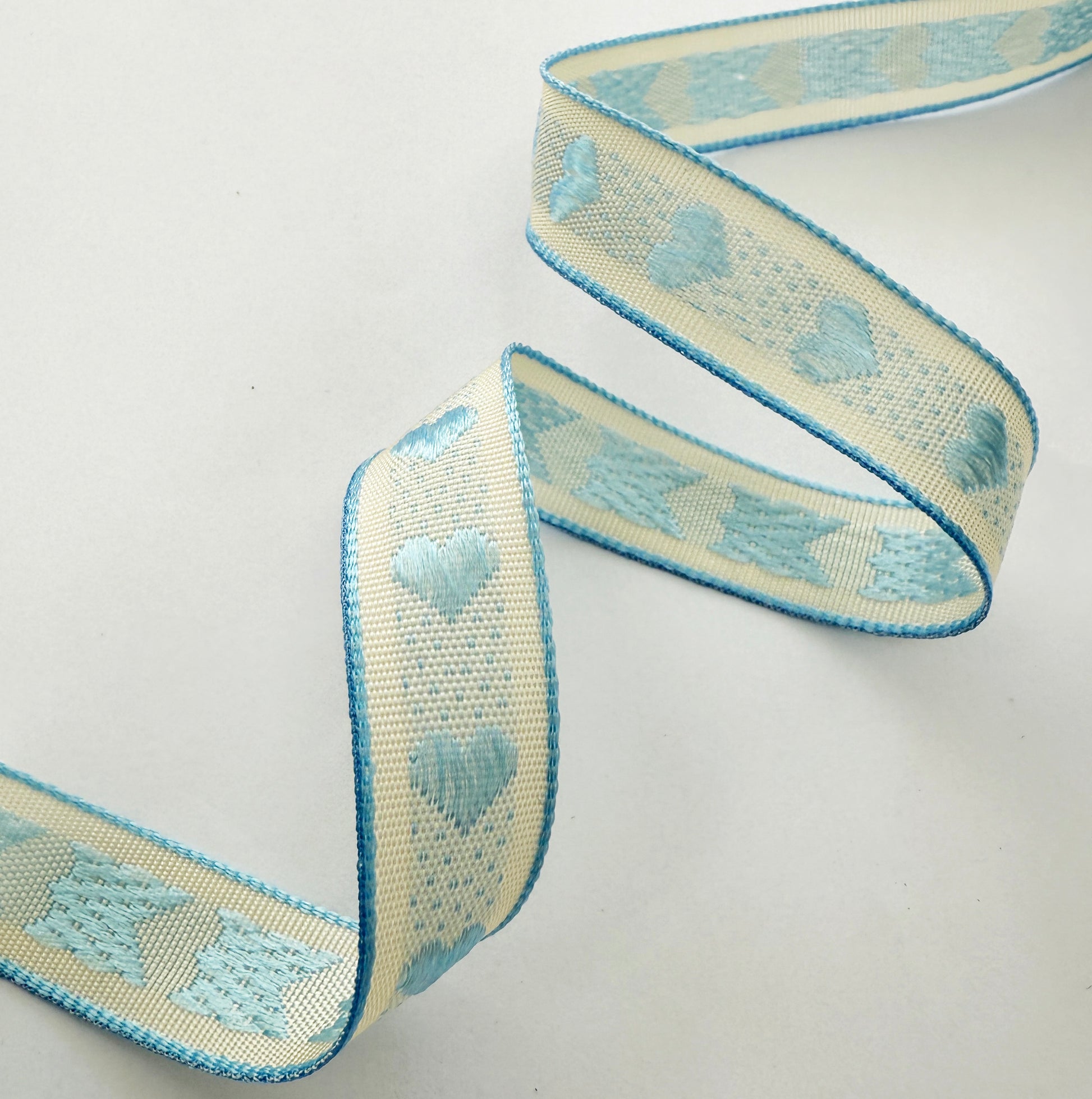 Blue & Cream Ribbon | Woven Heart | Baby Shower Valentines Wrapping Craft - SweetpeaStore