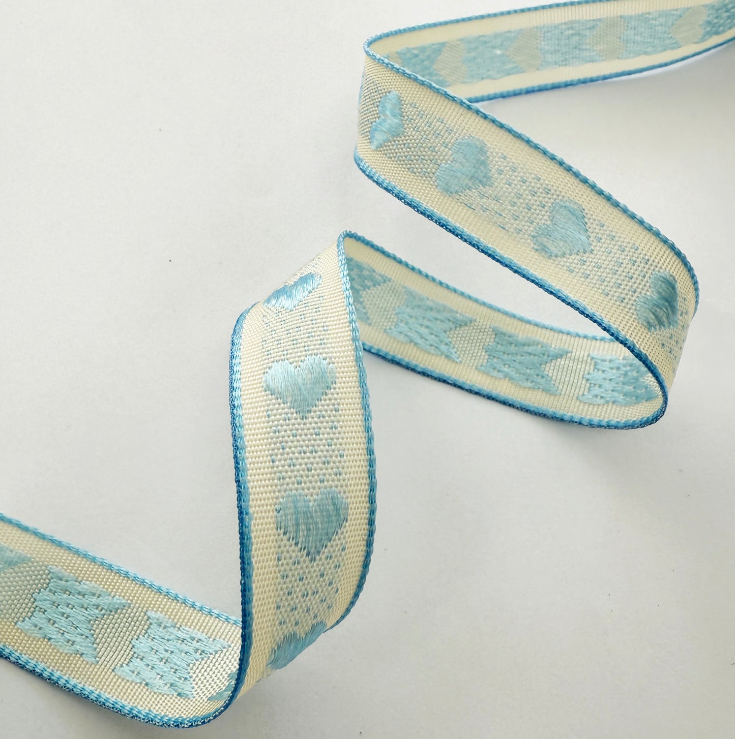 Blue & Cream Heart Ribbon | Baby Shower New Arrival Valentine's Wrapping Craft - SweetpeaStore