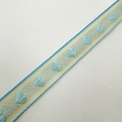 Blue & Cream Heart Ribbon | Baby Shower New Arrival Valentine's Wrapping Craft - SweetpeaStore