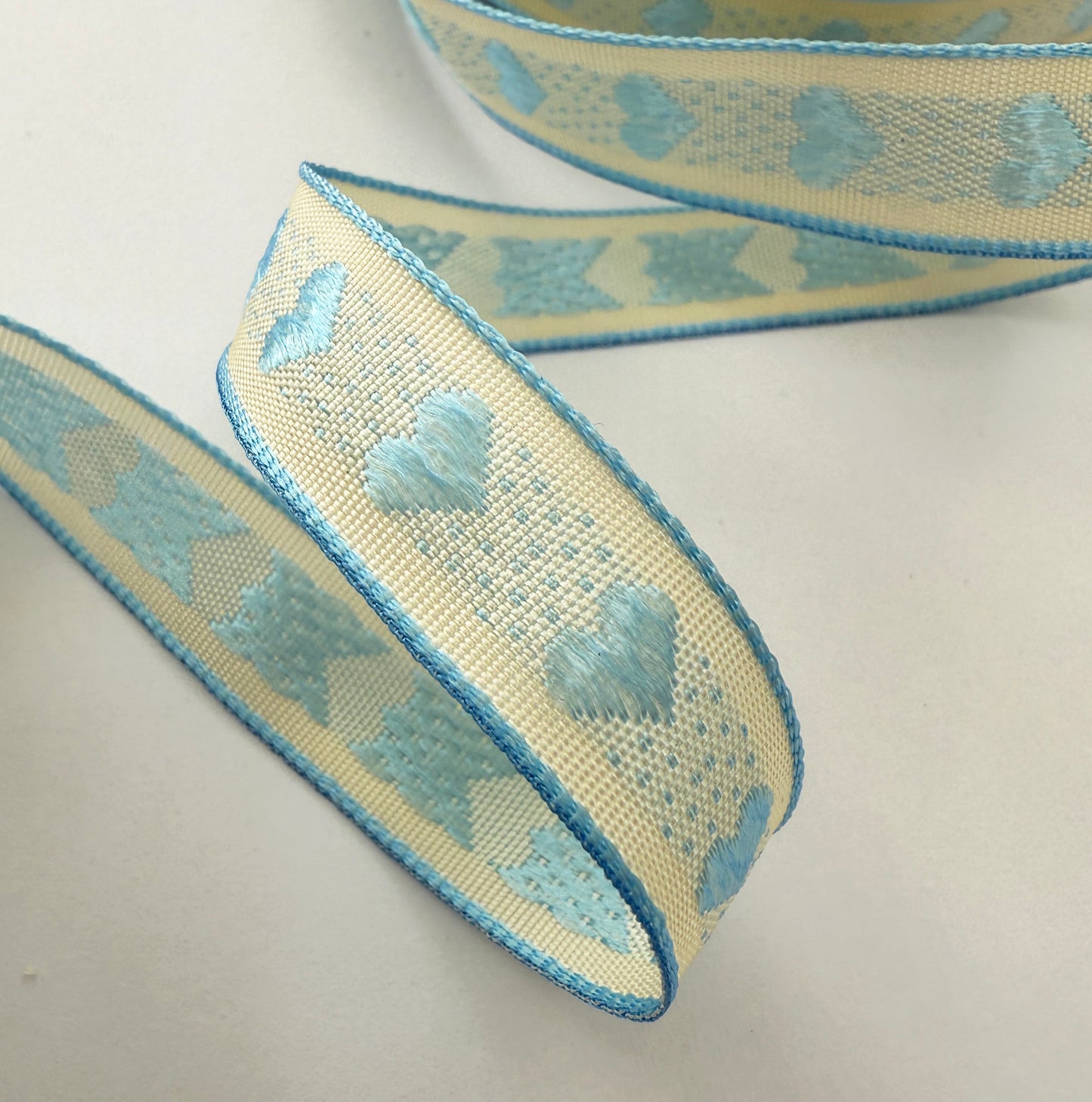 Blue & Cream Heart Ribbon | Baby Shower New Arrival Valentine's Wrapping Craft - SweetpeaStore
