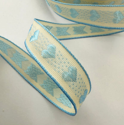 Blue & Cream Heart Ribbon | Baby Shower New Arrival Valentine's Wrapping Craft - SweetpeaStore