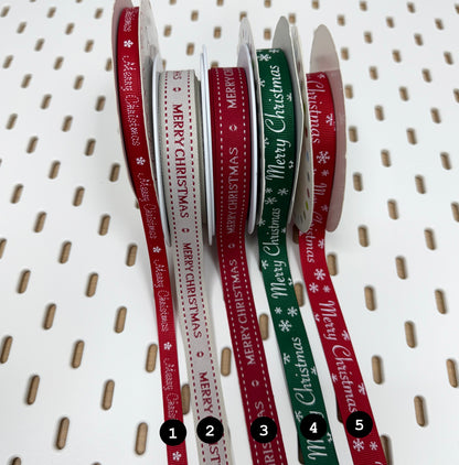 Christmas Ribbon | Red Green Natural | 1m 5m Full Roll | Wrapping Gifts Craft - SweetpeaStore
