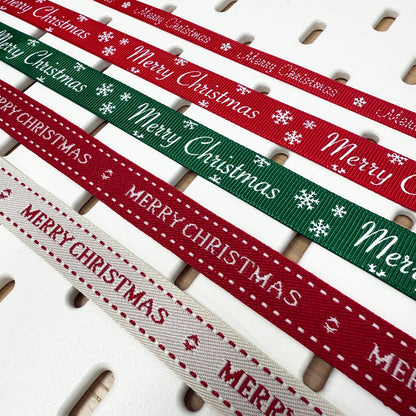 Christmas Ribbon | Red Green Natural | 1m 5m Full Roll | Wrapping Gifts Craft - SweetpeaStore