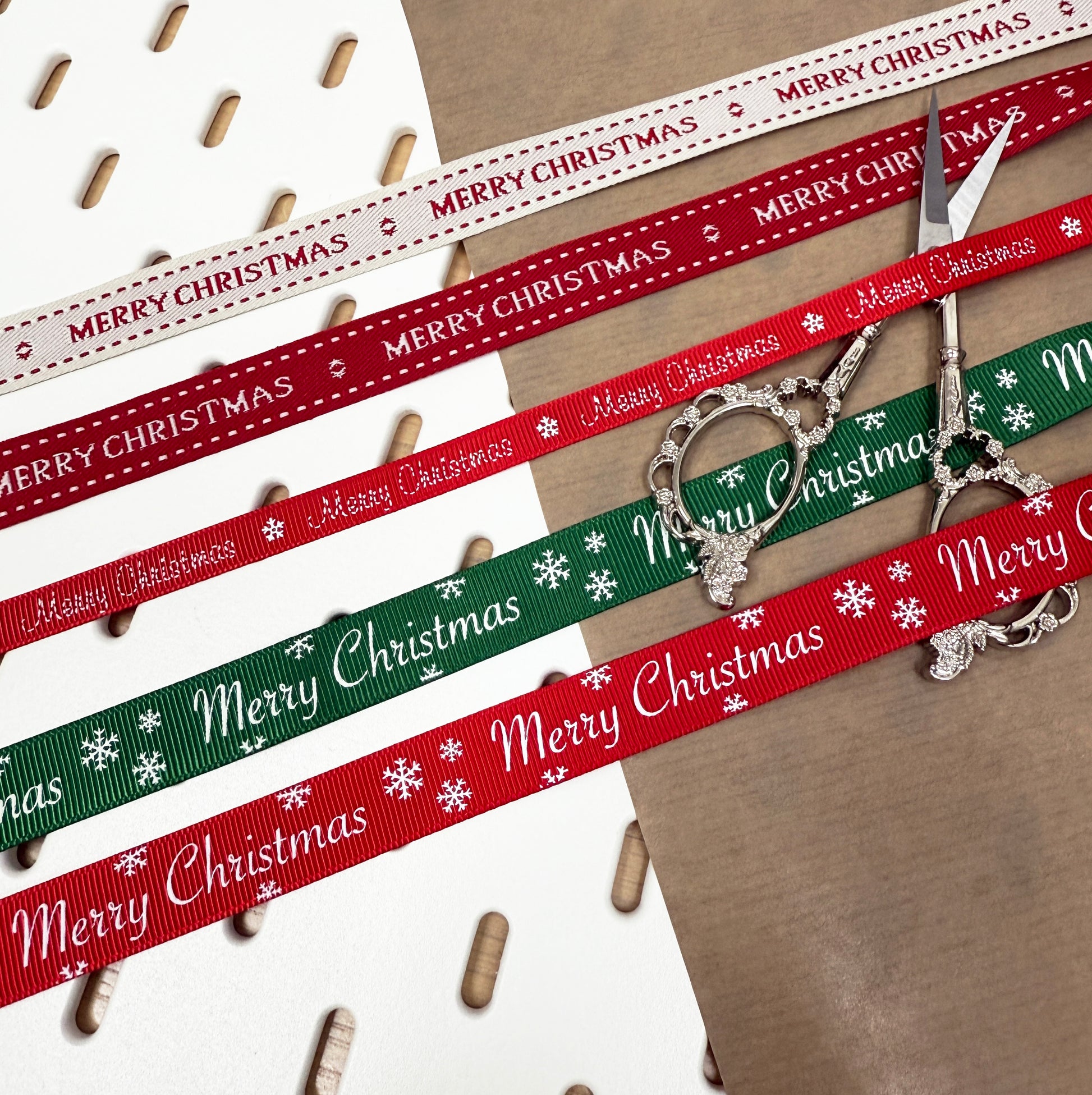 Christmas Ribbon | Red Green Natural | 1m 5m Full Roll | Wrapping Gifts Craft - SweetpeaStore