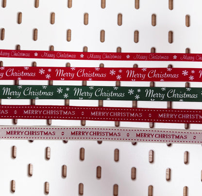 Christmas Ribbon | Red Green Natural | 1m 5m Full Roll | Wrapping Gifts Craft - SweetpeaStore