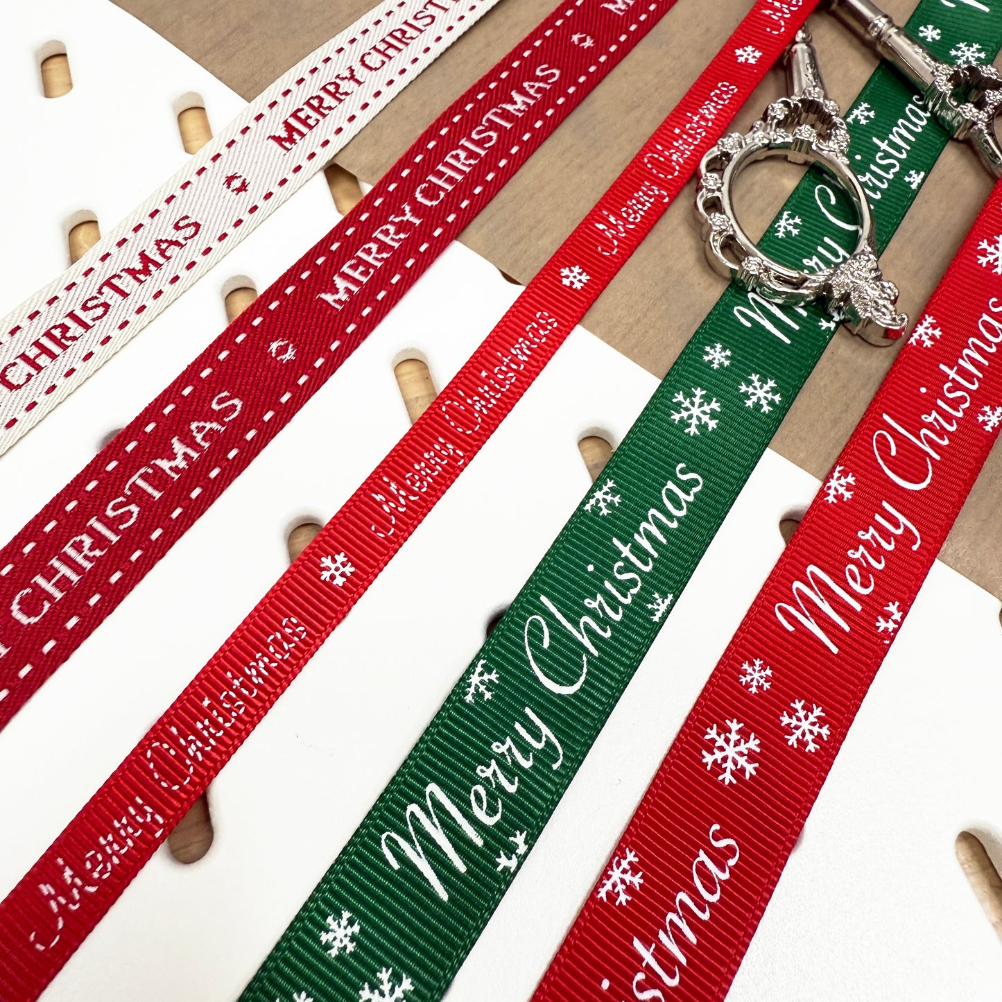 Christmas Ribbon | Red Green Natural | 1m 5m Full Roll