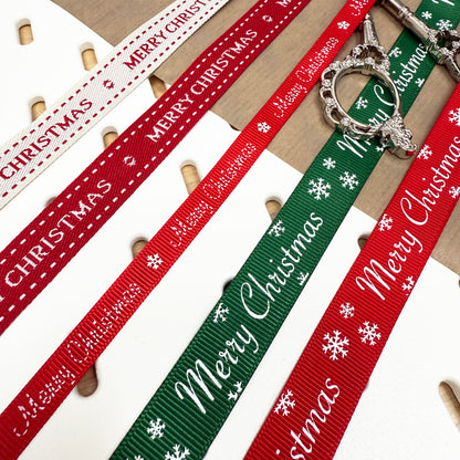 Christmas Ribbon | Red Green Natural | 1m 5m Full Roll | Wrapping Gifts Craft - SweetpeaStore