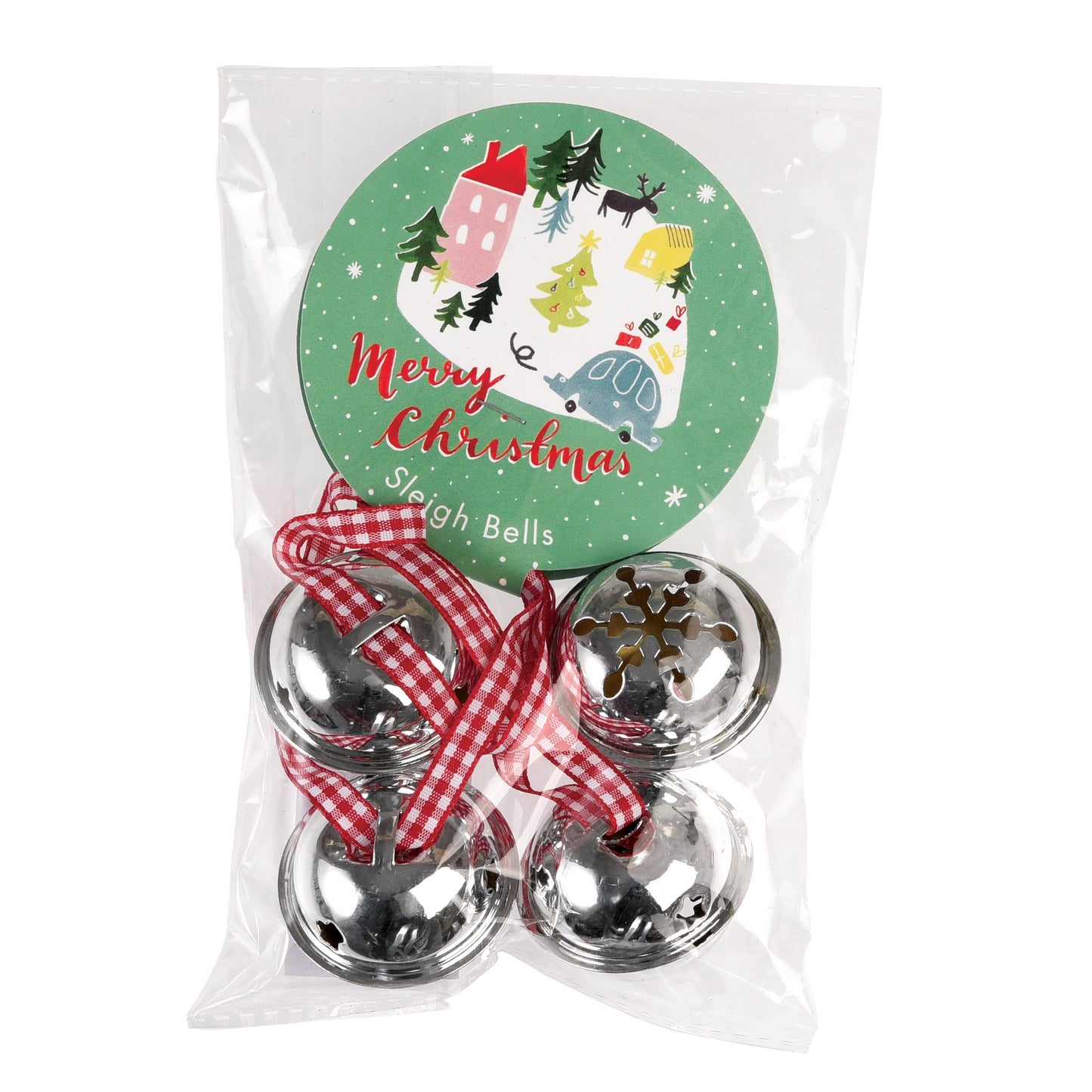 Set Of 4 Christmas Silver Jingle Bells - SweetpeaStore