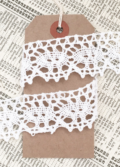 White 3.5cm wide Crochet Cotton Lace Trim - UK MADE - SweetpeaStore