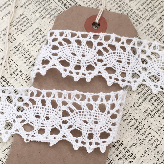 White 3.5cm wide Crochet Cotton Lace Trim - UK MADE - SweetpeaStore