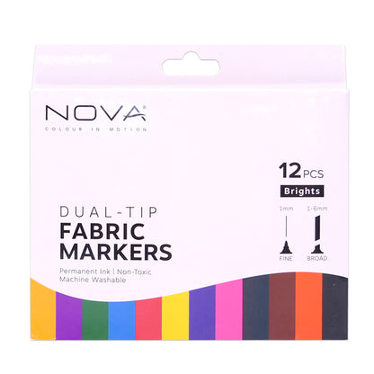 Fabric Marker Pens - Choose 12 Dual Tips or 24 Fine Markers - Permanent Brights - SweetpeaStore