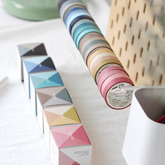 Set of 4 Solid Colour Washi Tape Yellow Grey Blue Green Pink Grey 9mm x 3m x 4 - SweetpeaStore