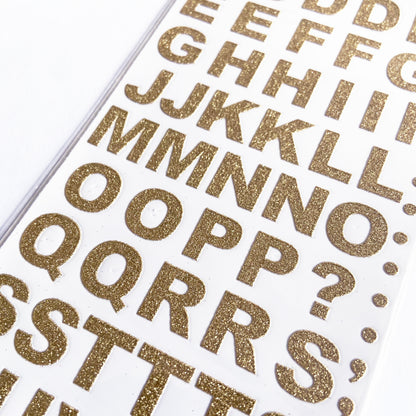 Sparkly Glitter Alphabet Letters Numbers Peel Off Stickers Gold Silver Rose Gold - SweetpeaStore