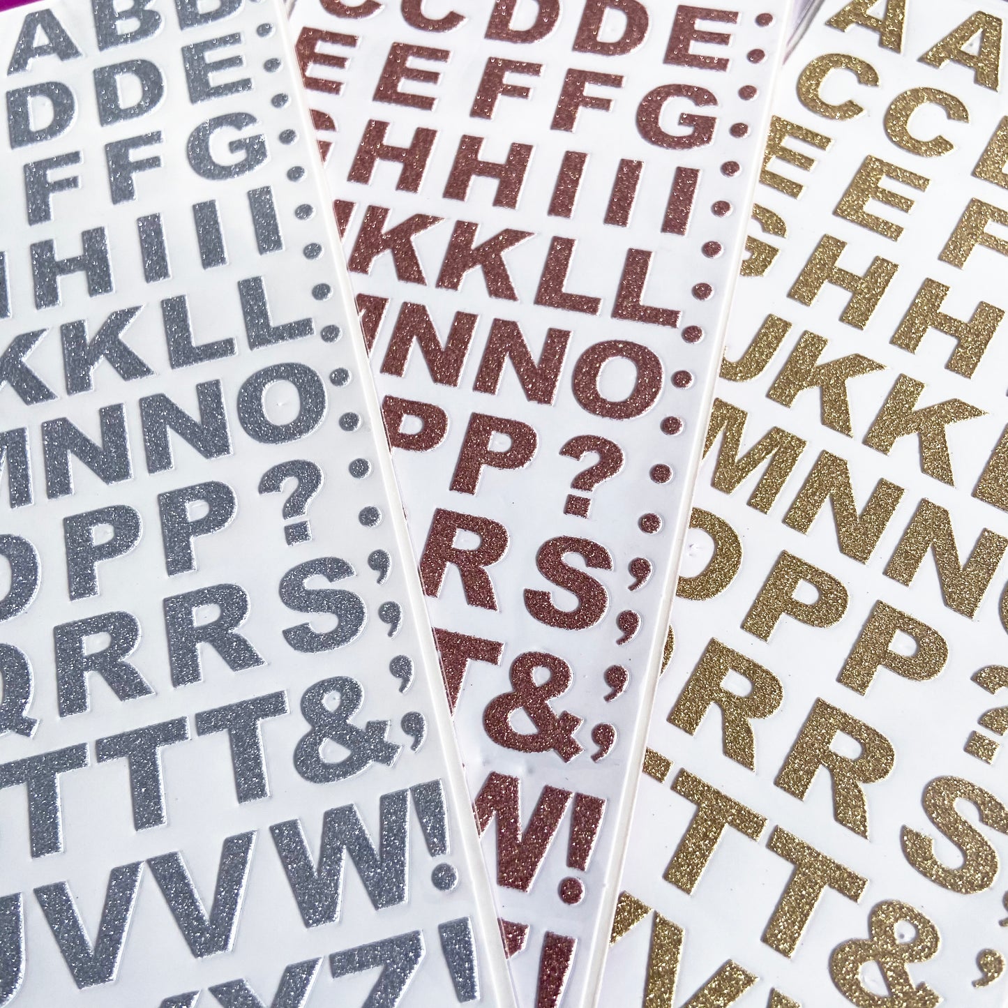 Sparkly Glitter Alphabet Letters Numbers Peel Off Stickers Gold Silver Rose Gold - SweetpeaStore