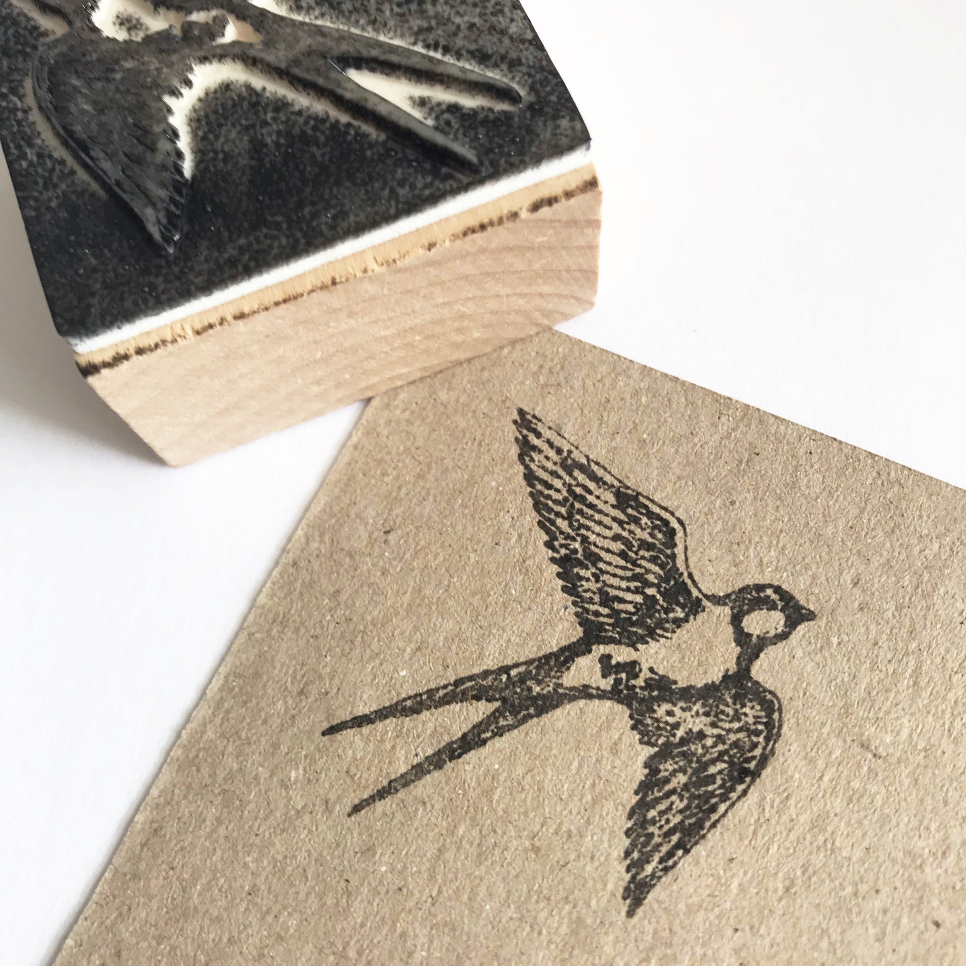 Wooden Stamp - Bee or Swallow - Vintage Rubber Stamps Cards Crafts Tags Stamping - SweetpeaStore