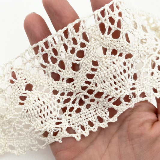 60mm Wide Cotton Crochet Lace 2.5" |  Cream Vintage Trim Sewing Crafts | UK Made - SweetpeaStore