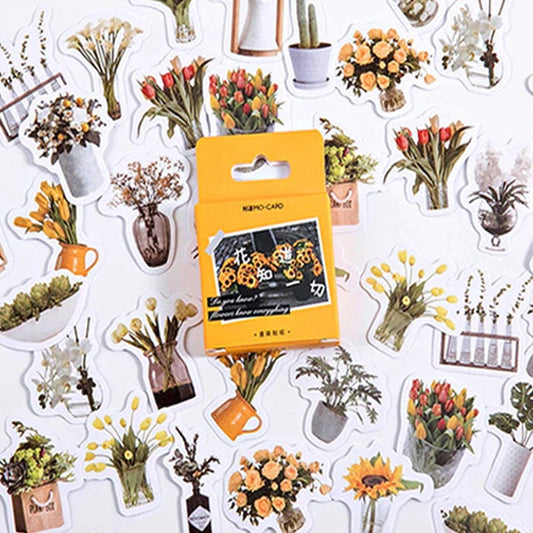 Flower Stickers | 46 Journal Collage Planner Scrapbook Peel Off Mini Box Paper Sticker | Journalling - SweetpeaStore