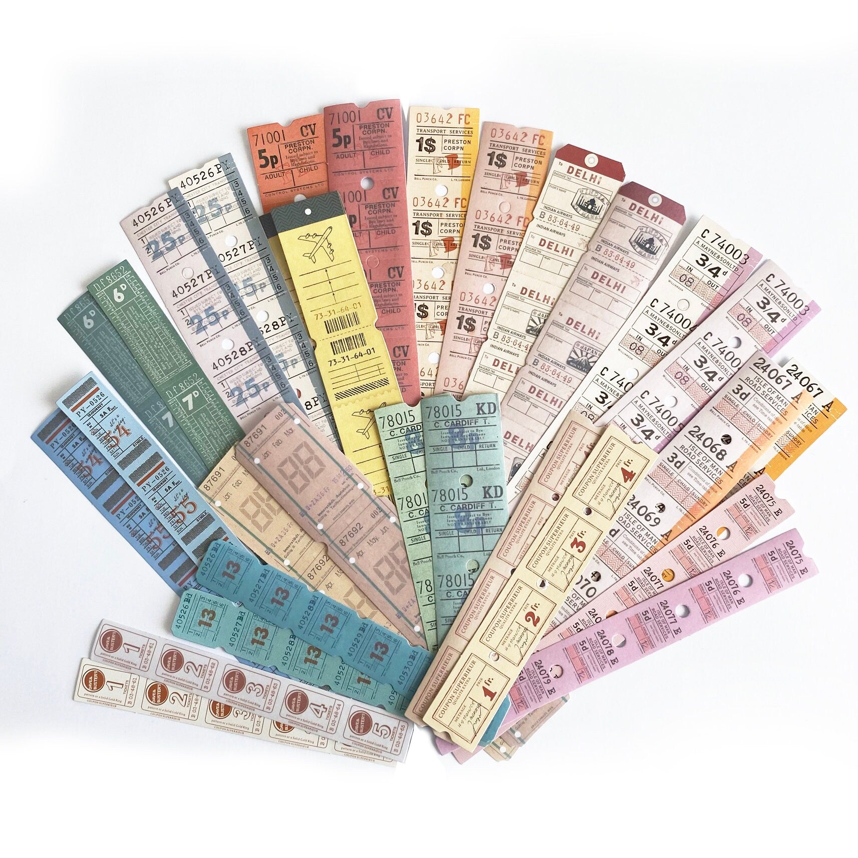 Vintage Map Stickers | Tickets Travel Ephemera Scrapbook Junk Journal | 30 Strip Collage Stickers - SweetpeaStore