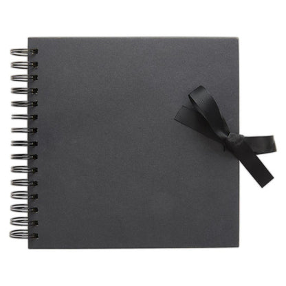 12" x 12" Scrapbook Album Journal Sketchbook | Ribbon Ties | White Black Brown Kraft | Spiral Bound - SweetpeaStore