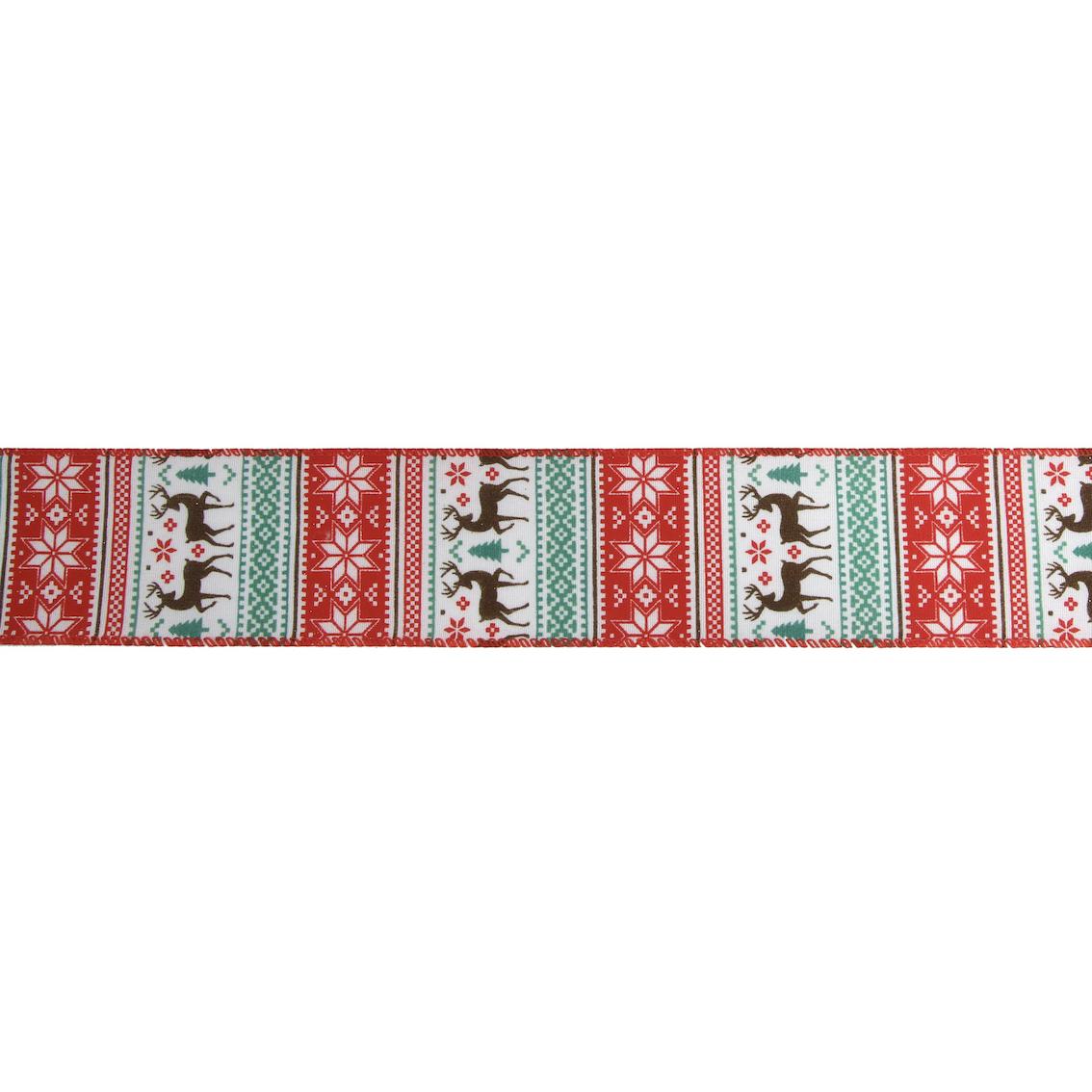 63mm Wired Christmas Reindeer Nordic Jumper Ribbon - SweetpeaStore