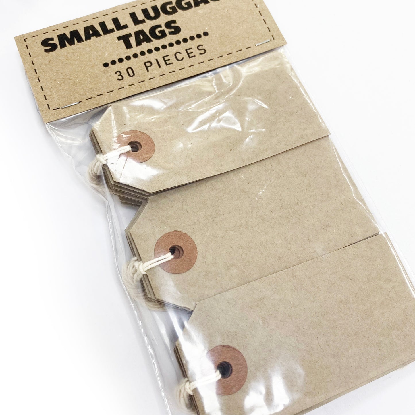 Brown Kraft Card Rustic Luggage Tags | 30 Vintage-Inspired Recycled Tag | 82mm x 41mm | Reinforced Ring Tag With String - SweetpeaStore