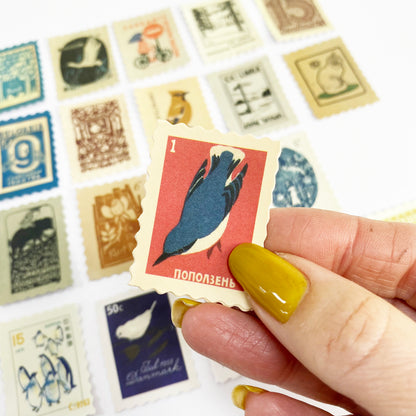 Folk Stamp Sticker Set | 46 Cute Stickers Stationery | Junk Journal Scrapbook - SweetpeaStore