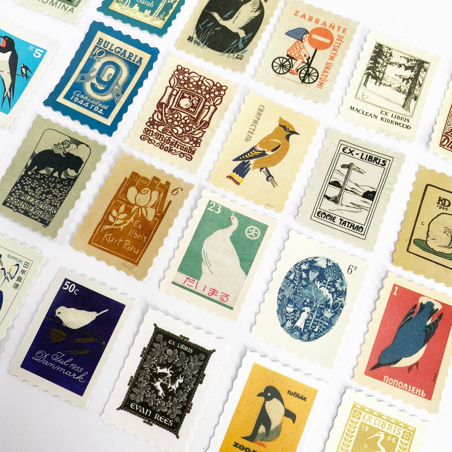 Folk Stamp Sticker Set | 46 Cute Stickers Stationery | Junk Journal Scrapbook - SweetpeaStore