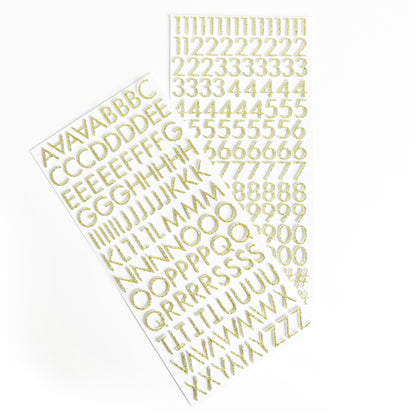 Alphabet & Number Stickers Gold Glitter Scrapbooking Craft Peel-Off Sticker - SweetpeaStore
