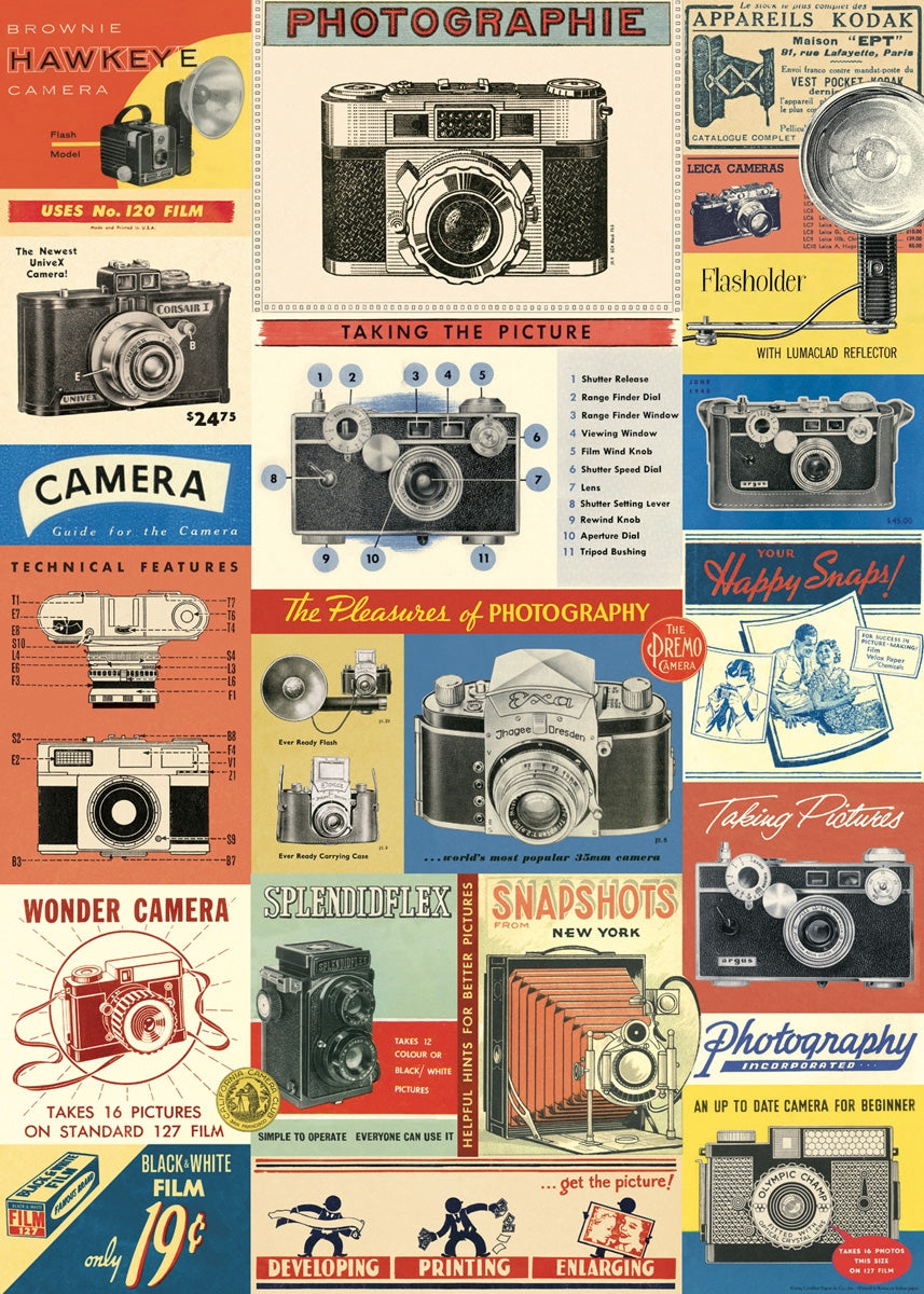 Vintage Camera Wrap Poster | Cavallini & Co | 50cm x 70cm | Vintage Home Decor Decoupage Paper Craft - SweetpeaStore