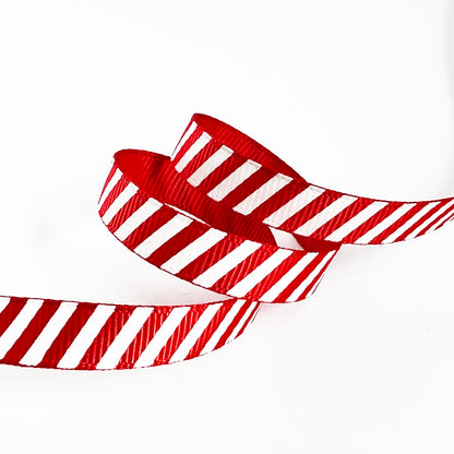 9mm Ribbon Red & White Stripe Candy Cane Grosgrain Ribbon | Per Metre or 25m ROLL | Wrapping Craft Decorations - SweetpeaStore