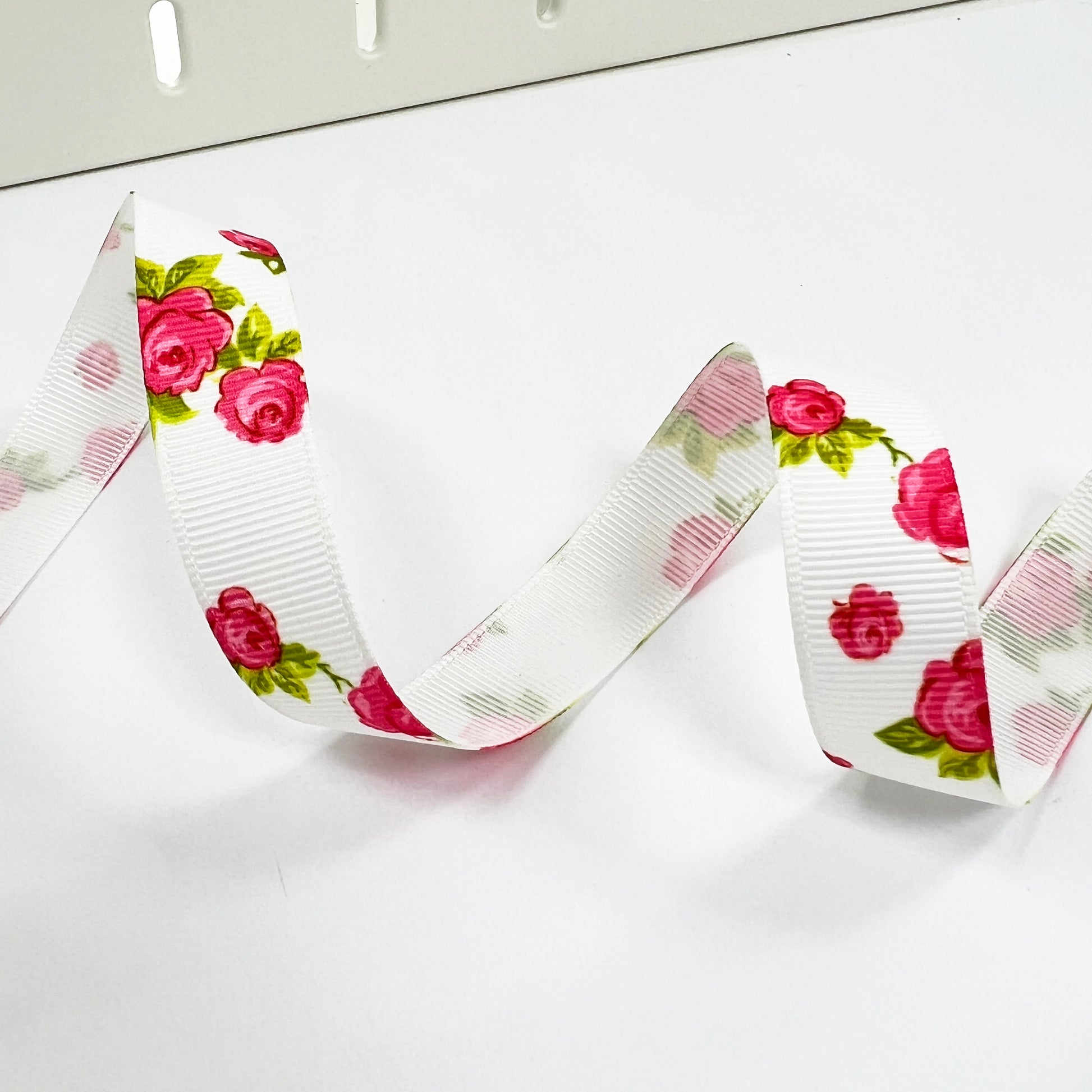 Rose Flower or Cupcake Ribbon | Grosgrain White Cream Pink | 9mm 16mm | Metre or Full Roll - SweetpeaStore