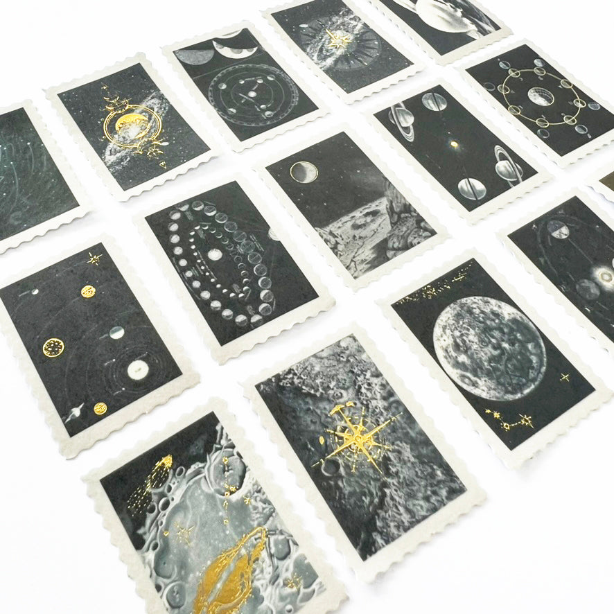 Moons Solar System Planets Stickers | Gold Foil Paper Peel Off | Journalling Stationery - SweetpeaStore