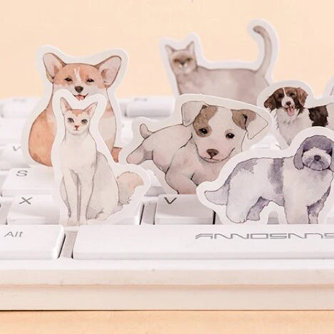 Cute Cat & Dog Pet Stickers | 45 Mini Box Scrapbooking Sticker | Journalling Stationery Albums - SweetpeaStore