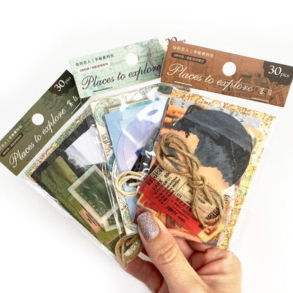 Travel Journal Set | 90 Stickers & Papers | Vintage Map String Twine Advertisements Tickets Ephemera | Journalling Scrapbook Album - SweetpeaStore