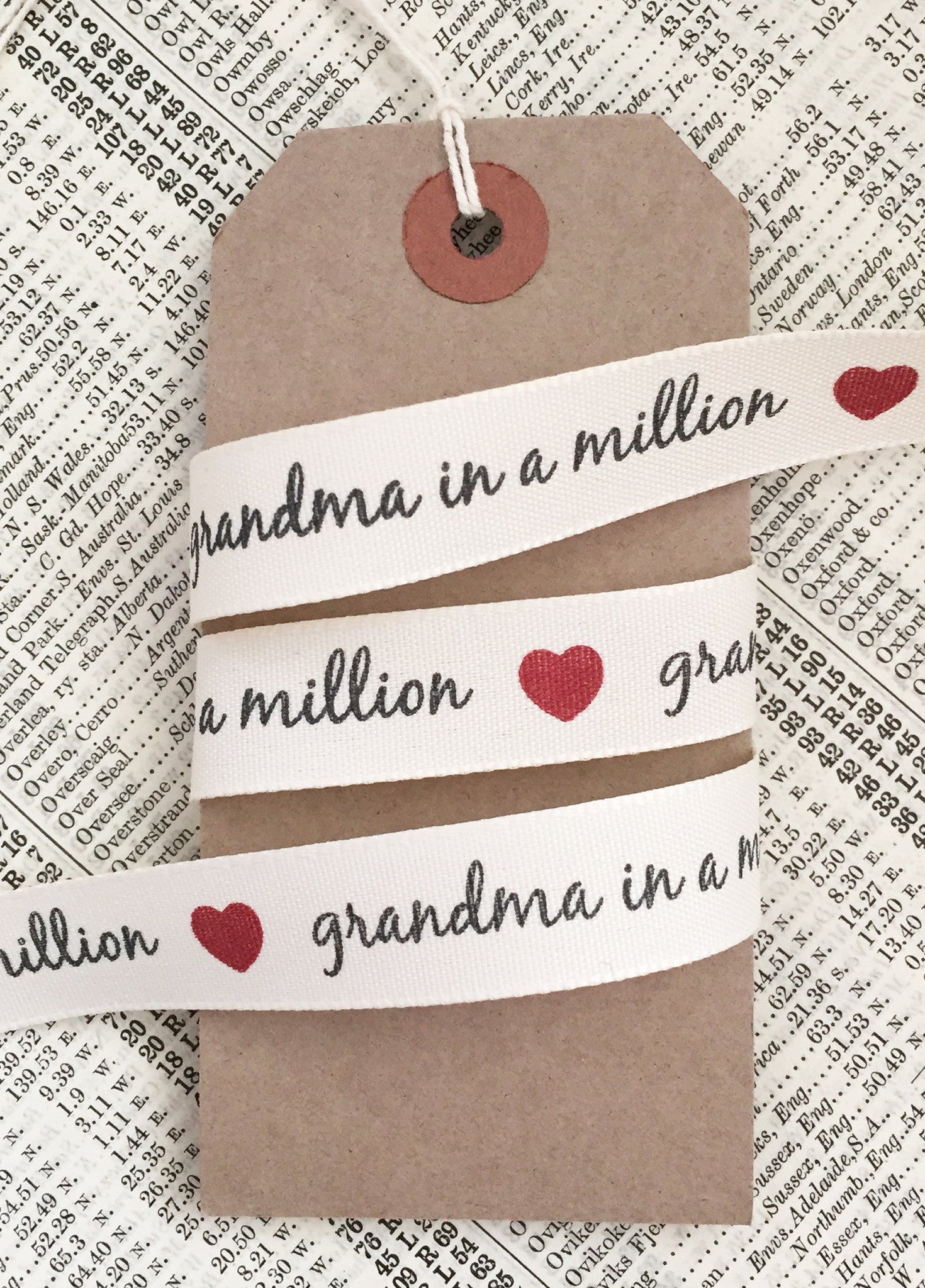 Grandma in a Million 15mm Cream Ribbon - SweetpeaStore