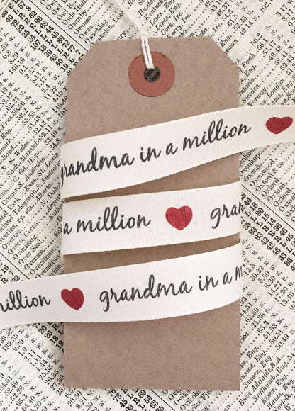 Grandma in a Million 15mm Cream Ribbon - SweetpeaStore