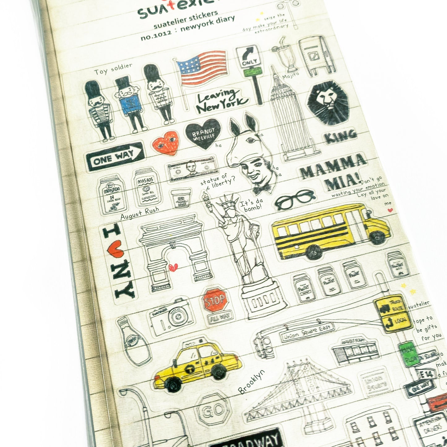New York Sticker Sheet - Travel Journal Diary Scrapbook Plastic Stickers Set - SweetpeaStore