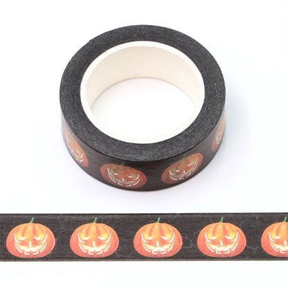 Silver Foil Detail Pumpkin Halloween Washi Tape - 15mm x 10m Roll - SweetpeaStore