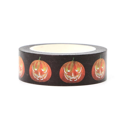 Silver Foil Detail Pumpkin Halloween Washi Tape - 15mm x 10m Roll - SweetpeaStore