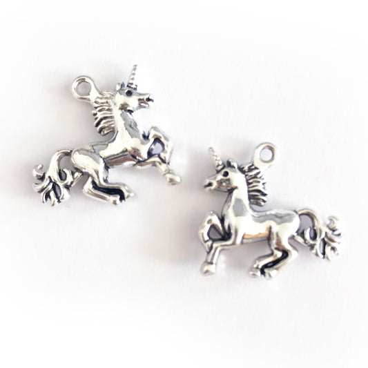 Set of 2 Antique Silver Plated Unicorn Charms - SweetpeaStore