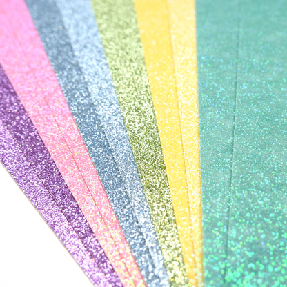 A4 21cm x 29.7cm Double Sided Glitter Card - Rainbow Pastels - SweetpeaStore